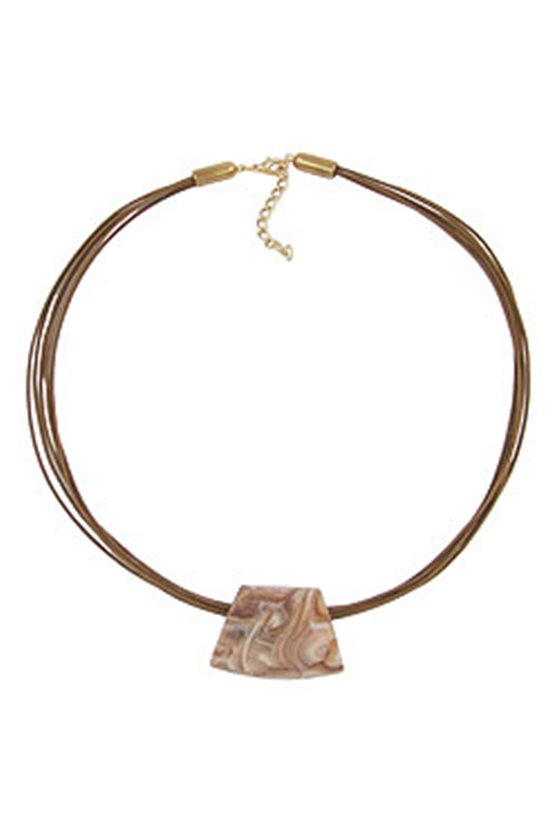 NECKLACE TRAPEZIUM BEIGE MARBLED 45CM