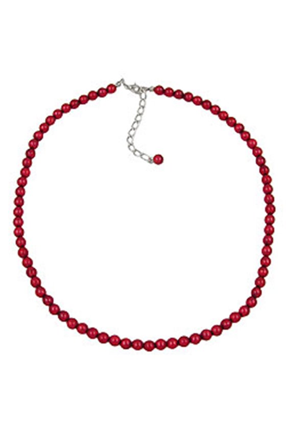 NECKLACE BEADS 6MM SILKY/ WINE/ RED