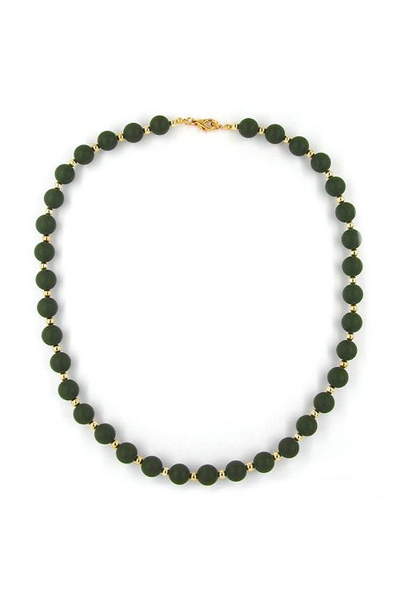 NECKLACE BEAD CHAIN OLIVE-GOLD 50CM