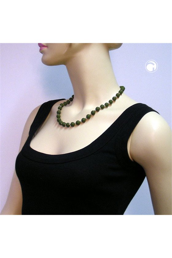 NECKLACE BEAD CHAIN OLIVE-GOLD 50CM