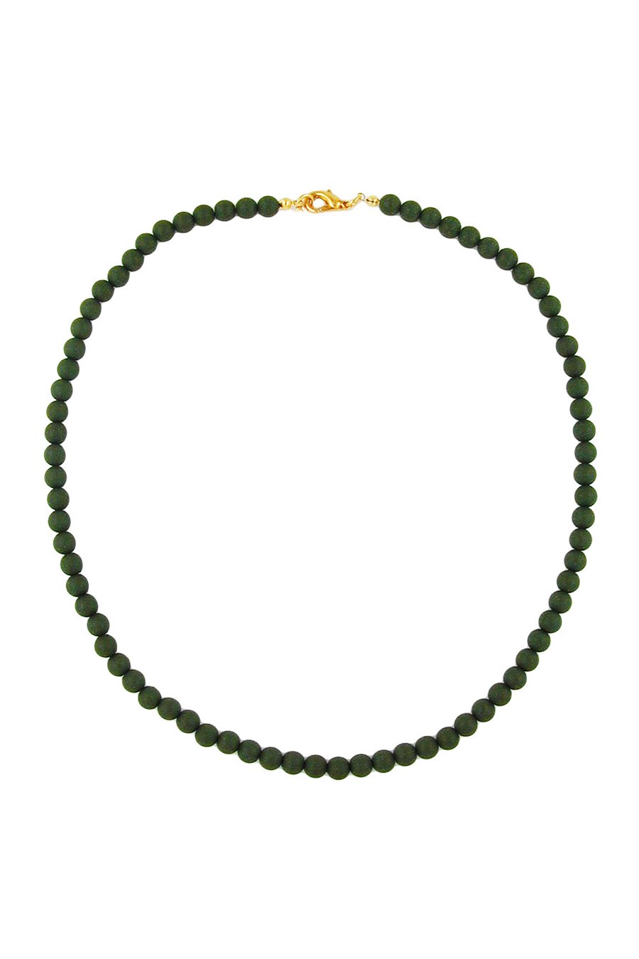 NECKLACE BEADS 8MM OLIVE GREEN