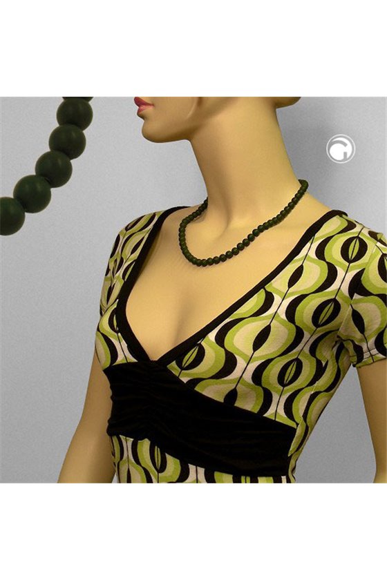 NECKLACE BEADS 8MM OLIVE GREEN