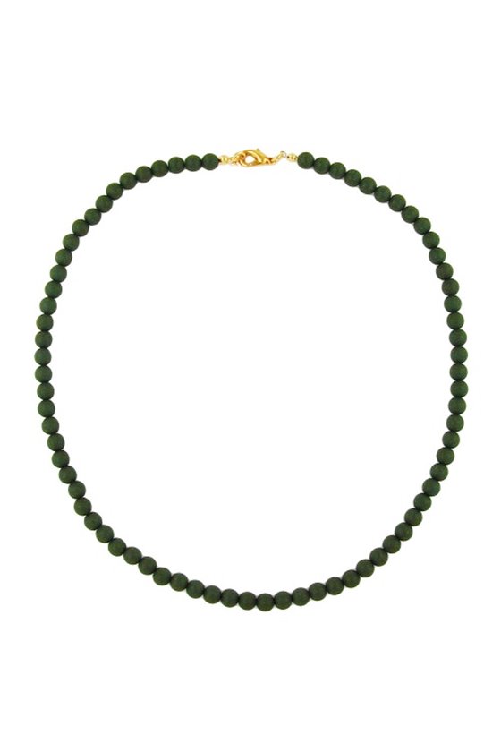 NECKLACE BEADS 8MM OLIVE GREEN