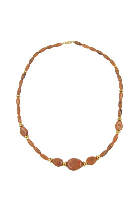 NECKLACE BEADS BROWN MARBLED