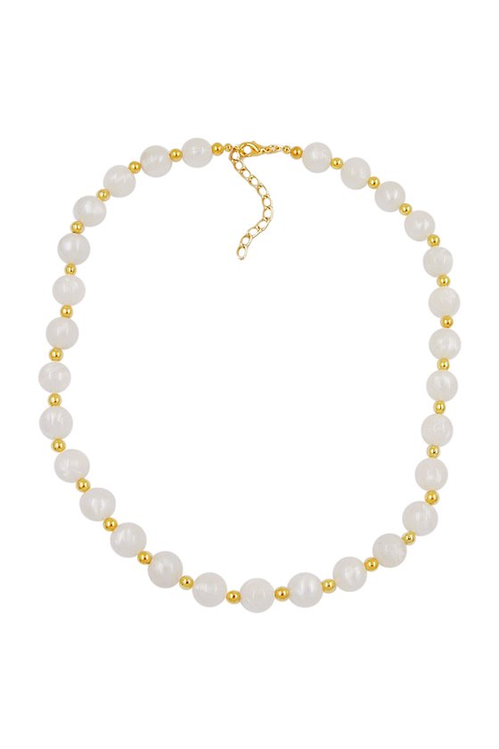 NECKLACE BEADS SILKY SHIMMERING WHITE