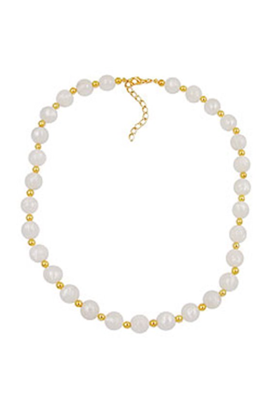 NECKLACE BEADS SILKY SHIMMERING WHITE