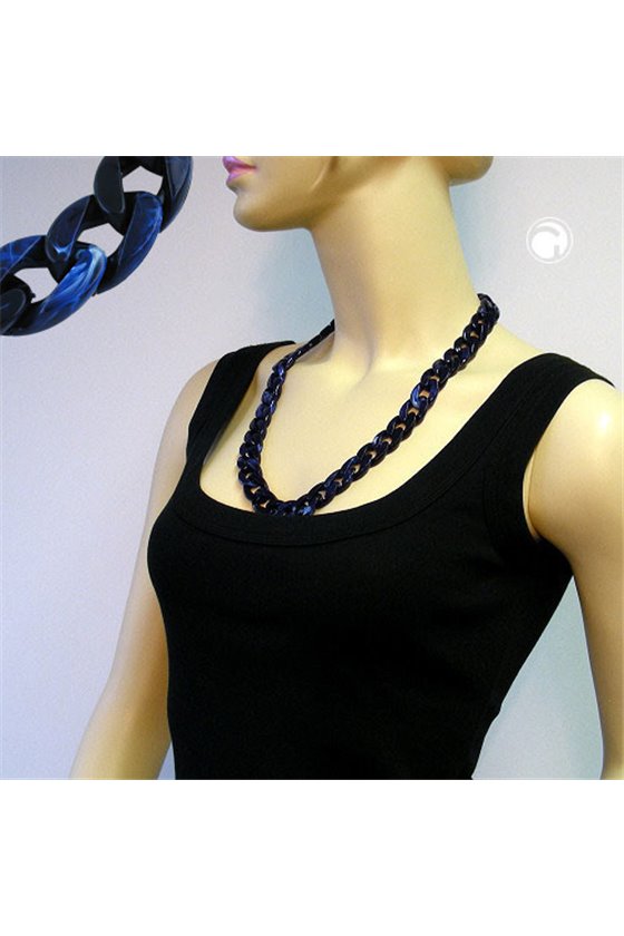 NECKLACE CURB CHAIN BLUE 60CM