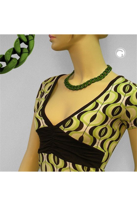 NECKLACE CURB CHAIN,GREEN GLOSSY