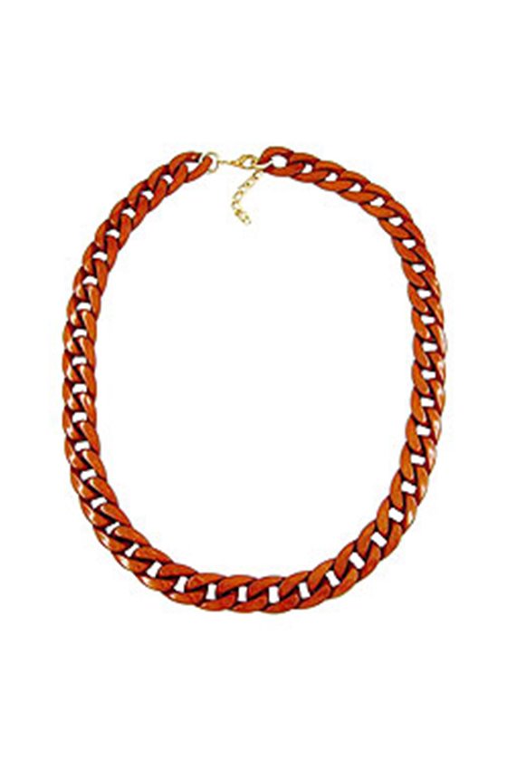 NECKLACE CURB CHAIN RED/BROWN SHINY