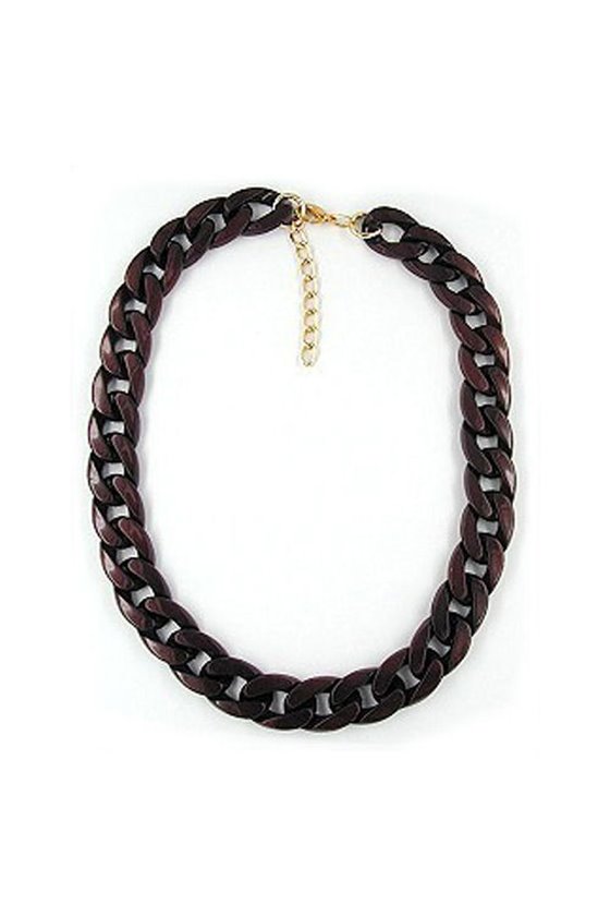 NECKLACE CURB CHAIN GLOSSY BROWN