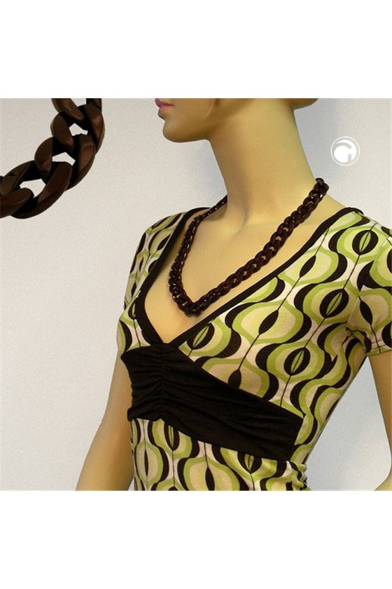 NECKLACE CURB CHAIN GLOSSY BROWN