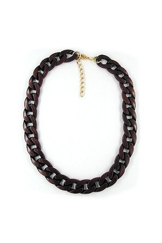 NECKLACE CURB CHAIN GLOSSY BROWN