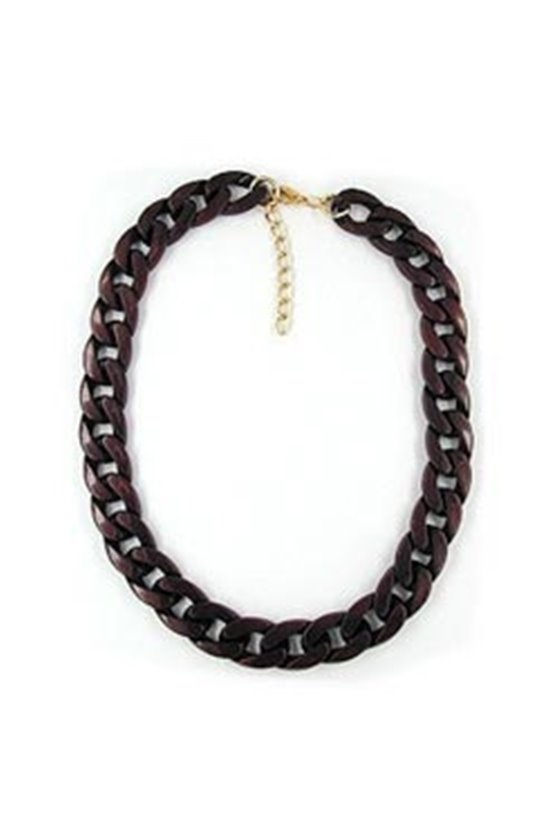 NECKLACE CURB CHAIN GLOSSY BROWN