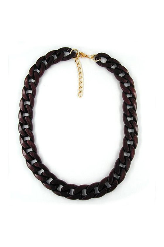 NECKLACE CURB CHAIN GLOSSY BROWN
