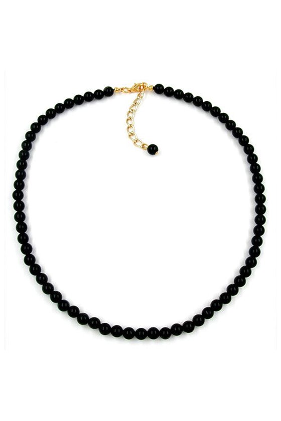 NECKLACE BEADS 6 MM BLACK