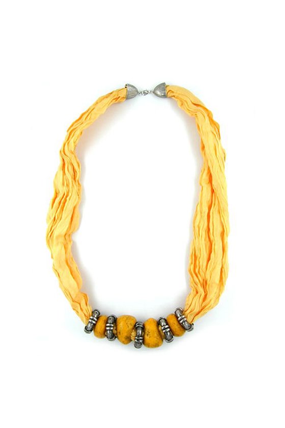 NECKLACE SILK SCARF YELLOW 80CM