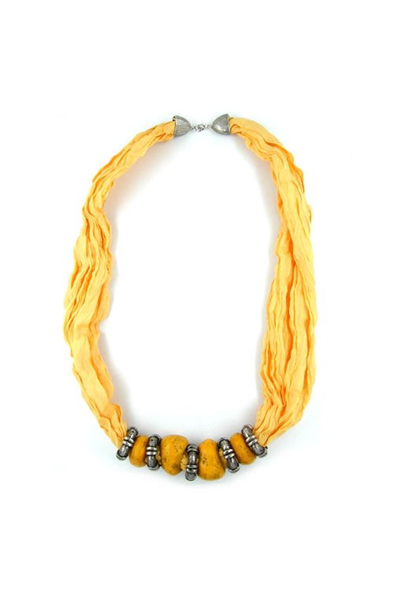 NECKLACE SILK SCARF YELLOW 80CM