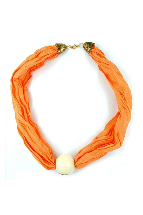 NECKLACE SILK SCARF APRICOT 55CM