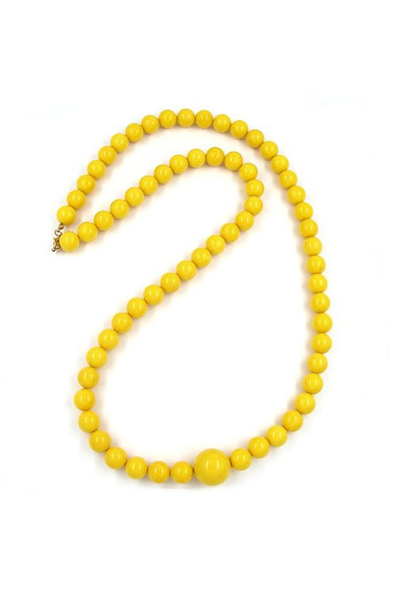 NECKLACE BEADS 12MM YELLOW SHINY 80CM