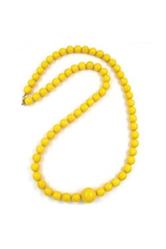 NECKLACE BEADS 12MM YELLOW SHINY 80CM