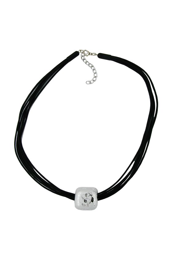 NECKLACE SQUARE BEADS SILVER 50CM