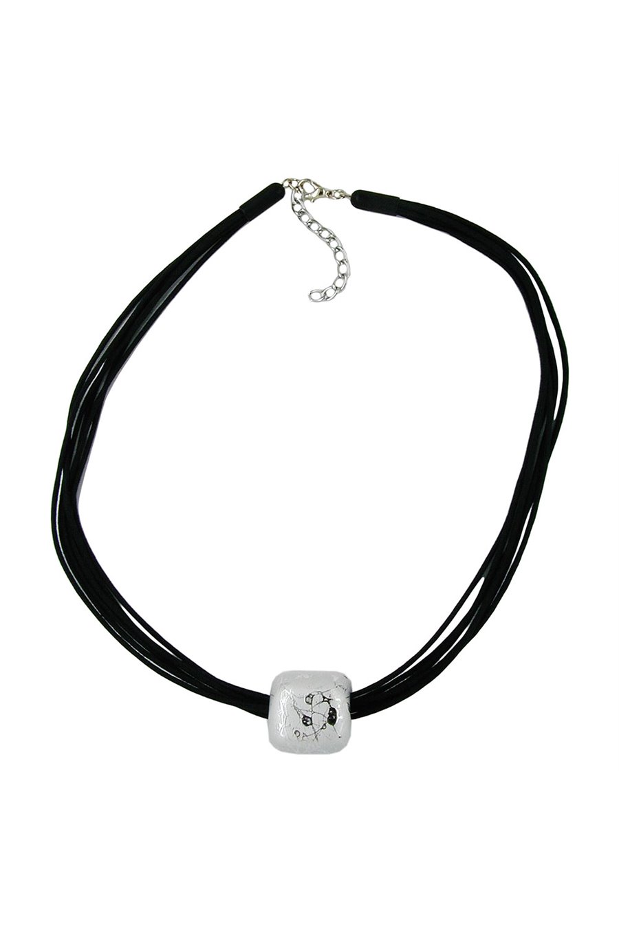 NECKLACE SQUARE BEADS SILVER 50CM