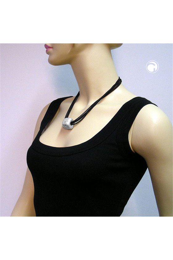 NECKLACE SQUARE BEADS SILVER 50CM