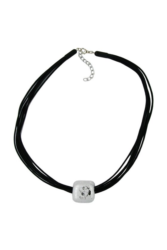 NECKLACE SQUARE BEADS SILVER 50CM