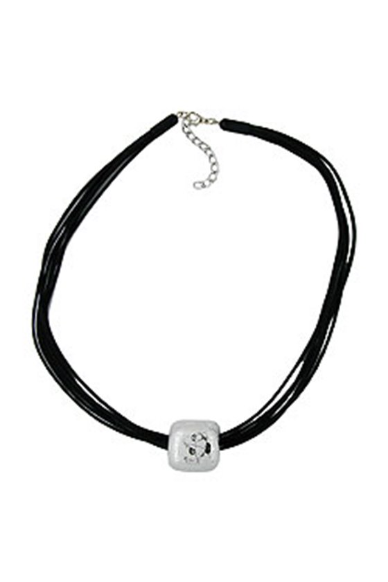 NECKLACE SQUARE BEADS SILVER 50CM