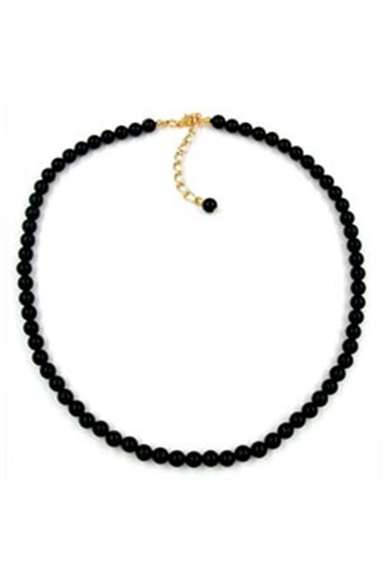 NECKLACE BEADS 6MM SHINY BLACK