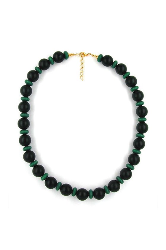 NECKLACE BEADS. BLACK AND GREEN WOODEN BEADS