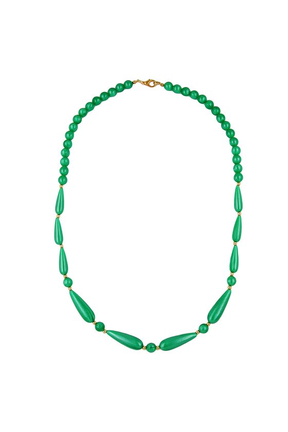 NECKLACE SILKY SHIMMERING BEADS GREEN