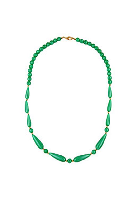 NECKLACE SILKY SHIMMERING BEADS GREEN