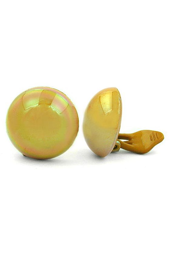 CLIP-ON EARRING ROUND YELLOW LIGHT BROWN