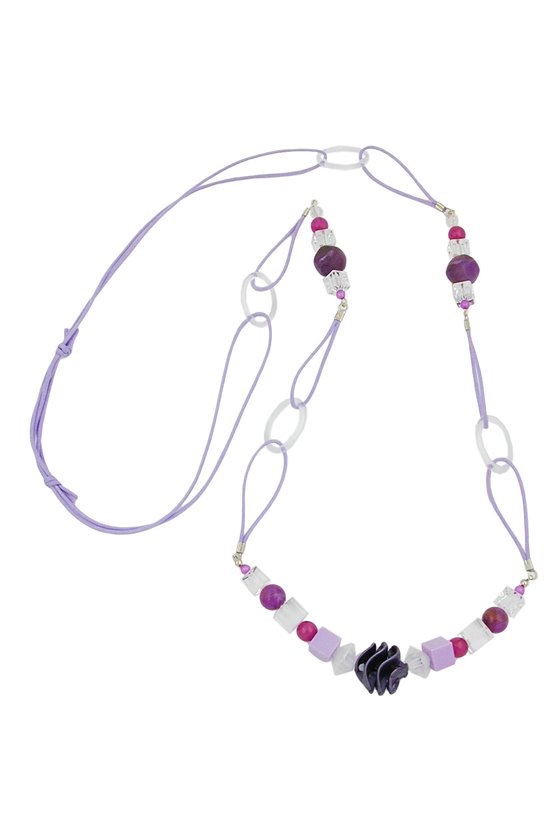 NECKLACE SPIRAL PEARL PURPLE 100CM