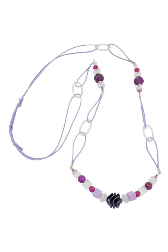 NECKLACE SPIRAL PEARL PURPLE 100CM