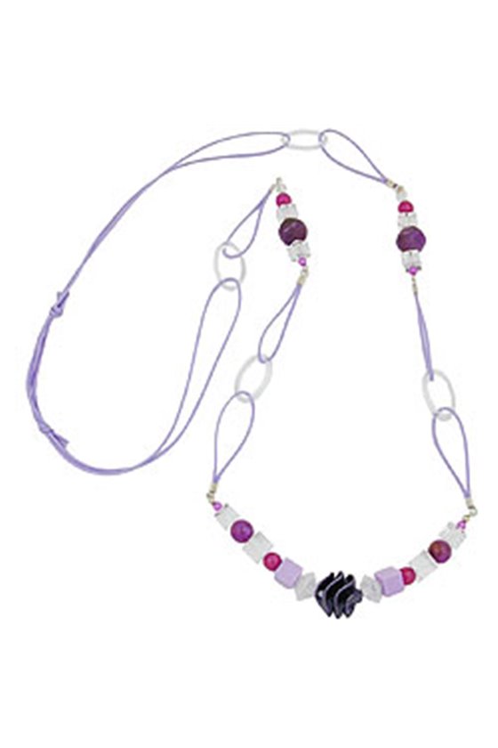 NECKLACE SPIRAL PEARL PURPLE 100CM