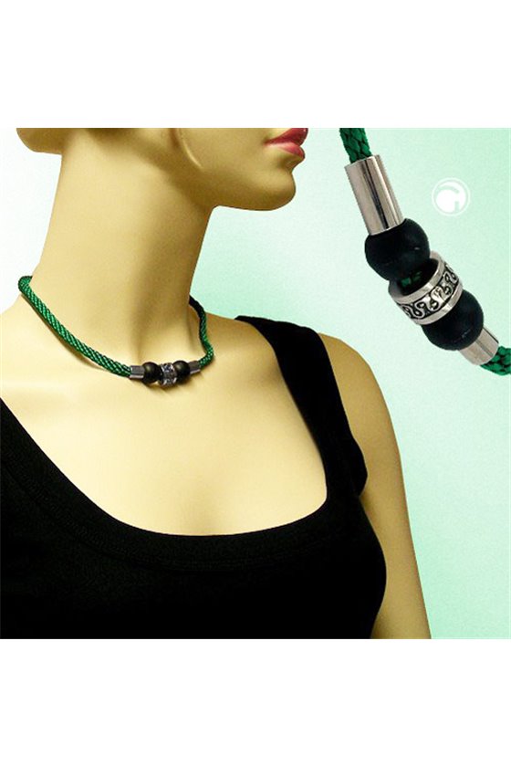 NECKLACE GREEN CORD MATTE POLISHED