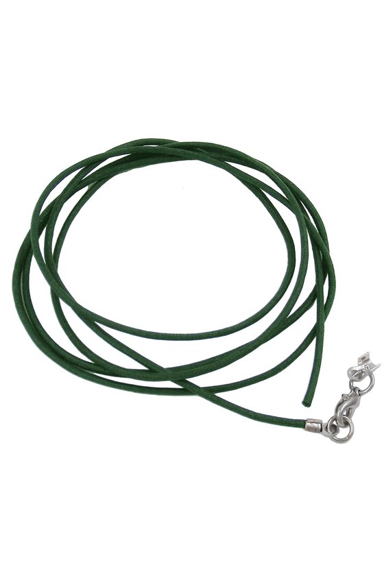 CORD GREEN 1 MM WITH SILVER COLOURED CLASP 100CM