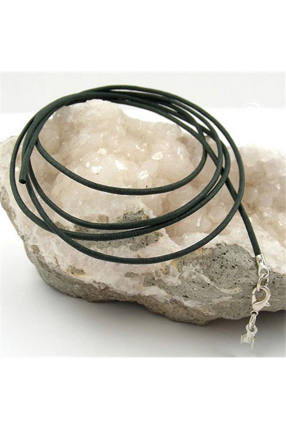 CORD GREEN 1 MM WITH SILVER COLOURED CLASP 100CM