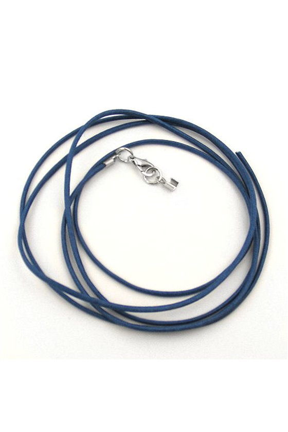 CORD BLUE 1 MM WITH SILVER COLOURED CLASP 100CM
