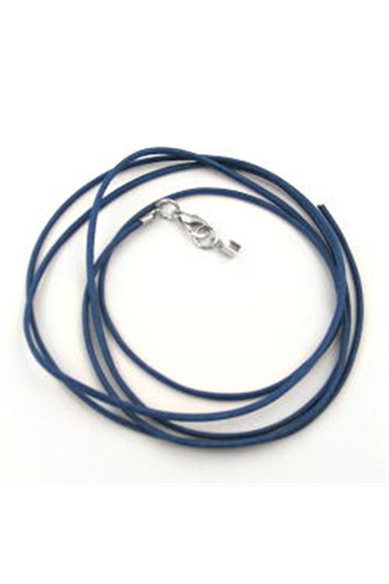CORD BLUE 1 MM WITH SILVER COLOURED CLASP 100CM