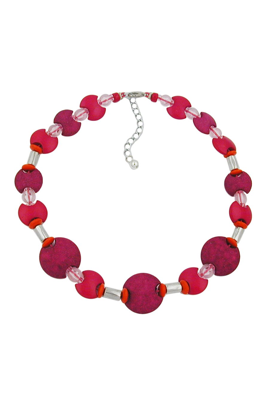 NECKLACE PINK-RED MATTE-SHINY 42CM