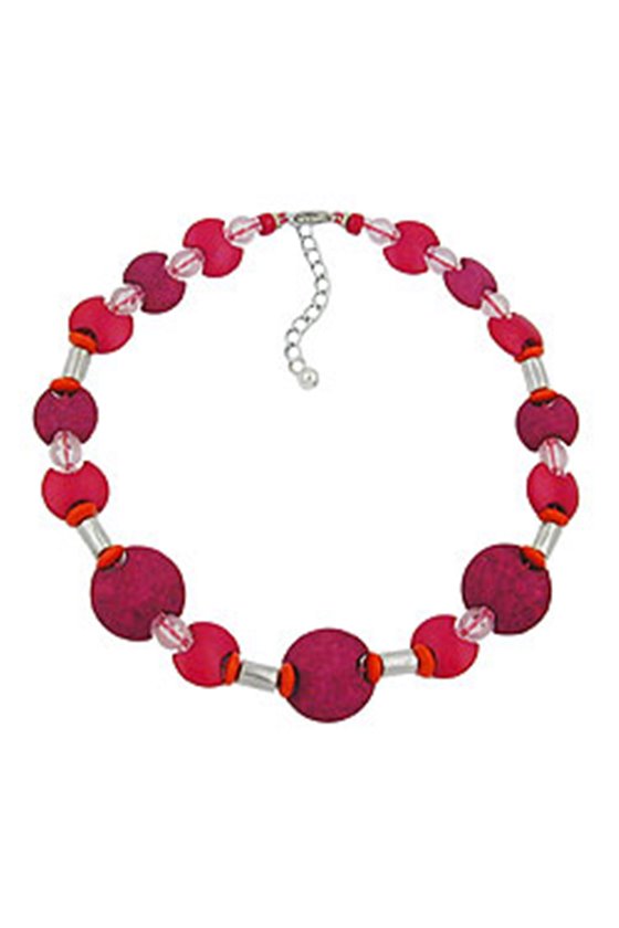 NECKLACE PINK-RED MATTE-SHINY 42CM