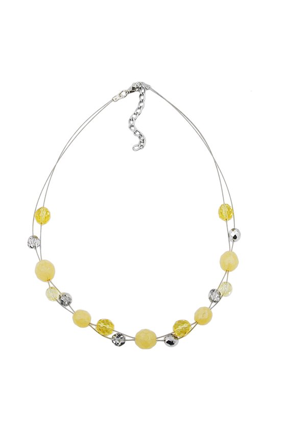 NECKLACE GLASS BEADS YELLOW CRYSTAL 44CM