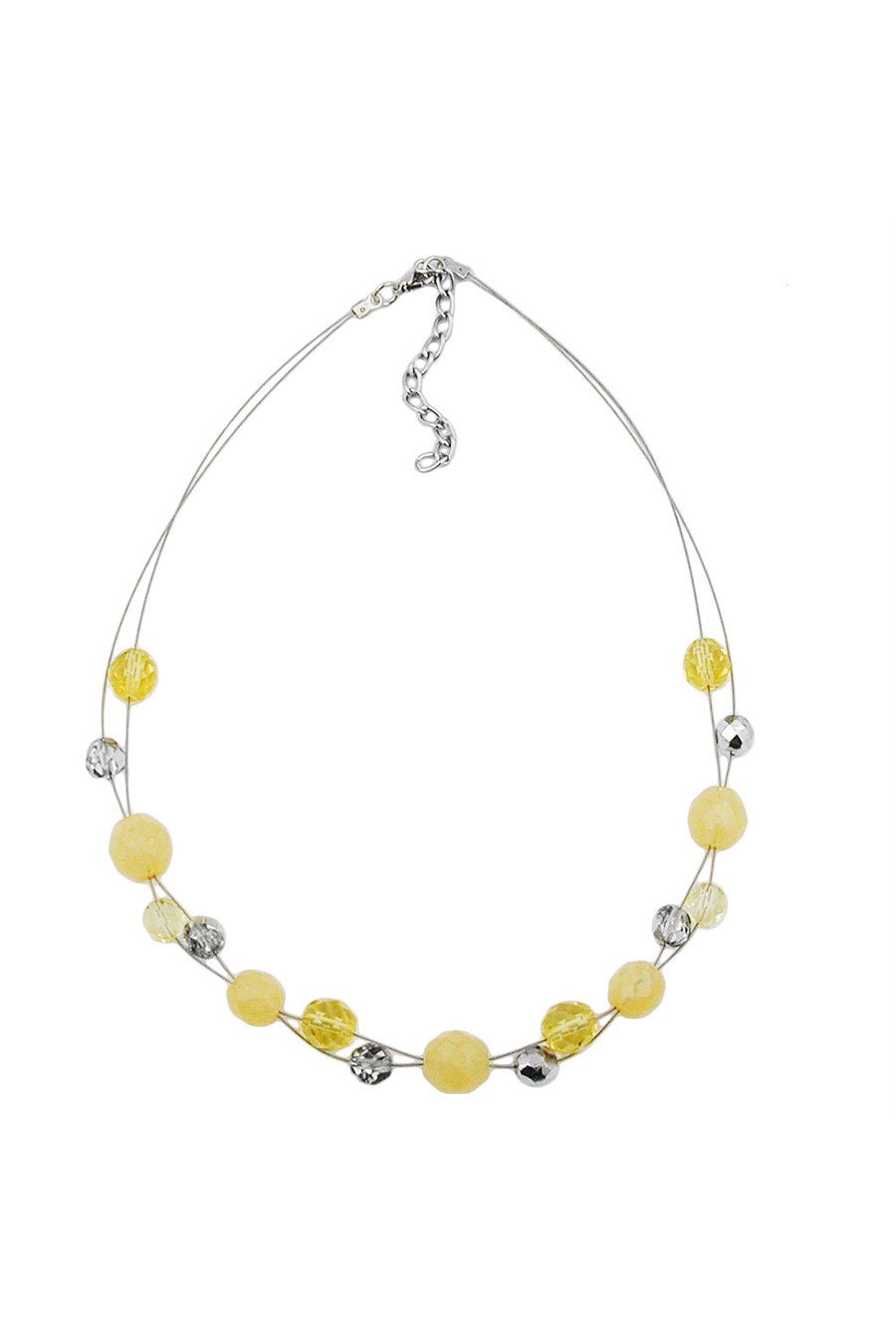 NECKLACE GLASS BEADS YELLOW CRYSTAL 44CM