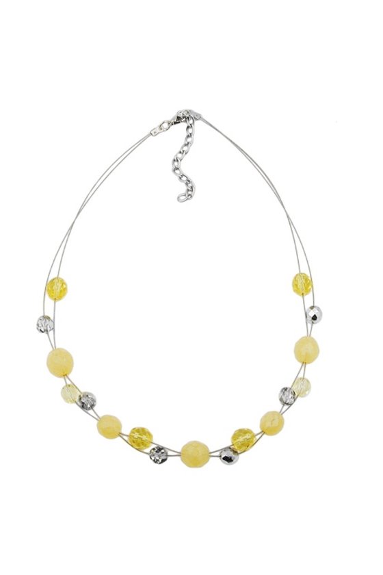 NECKLACE GLASS BEADS YELLOW CRYSTAL 44CM