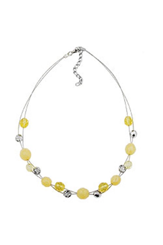 NECKLACE GLASS BEADS YELLOW CRYSTAL 44CM