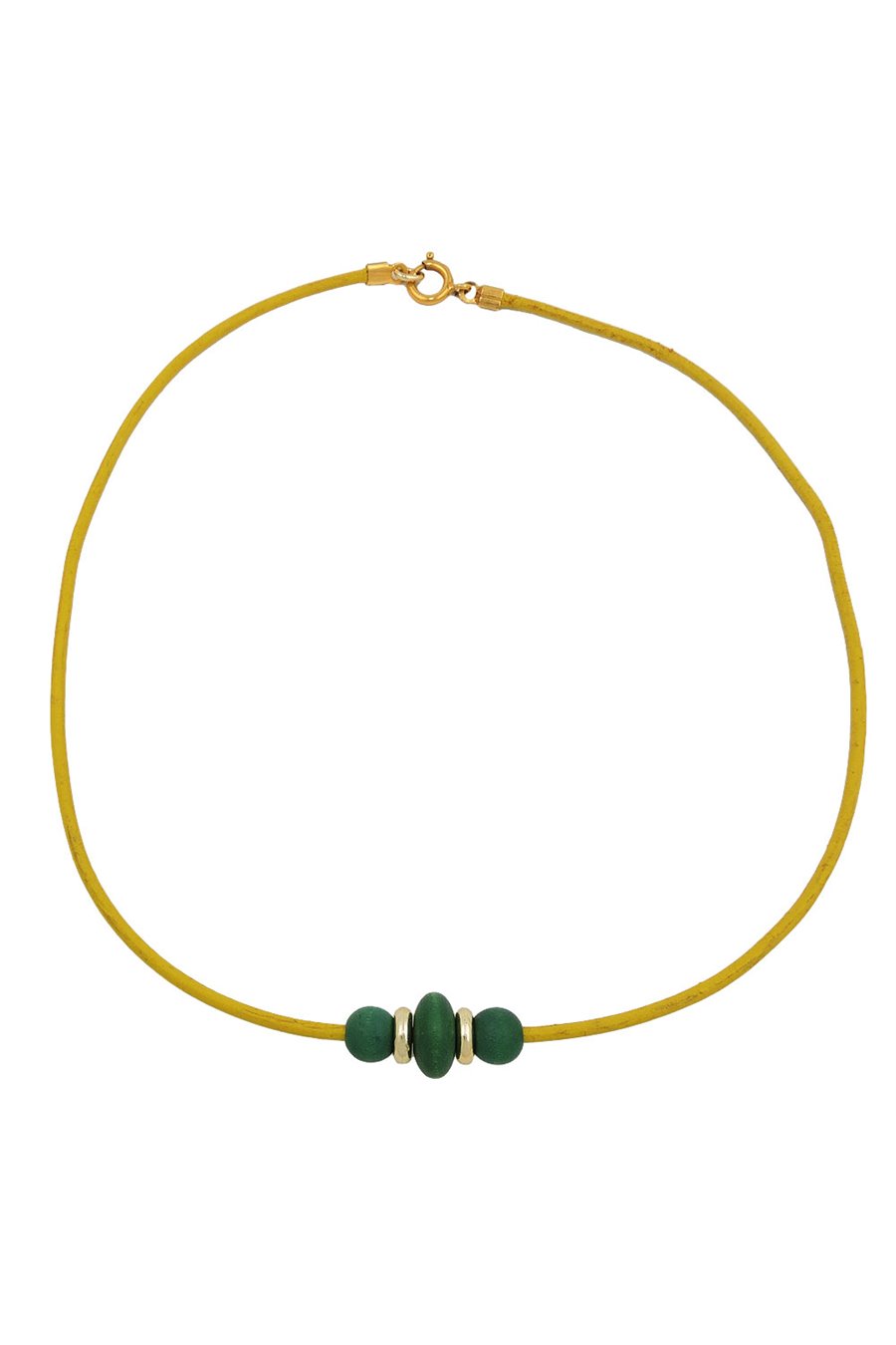 NECKLACE WOODEN BEADS LEATHER CORD