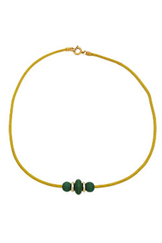 NECKLACE WOODEN BEADS LEATHER CORD